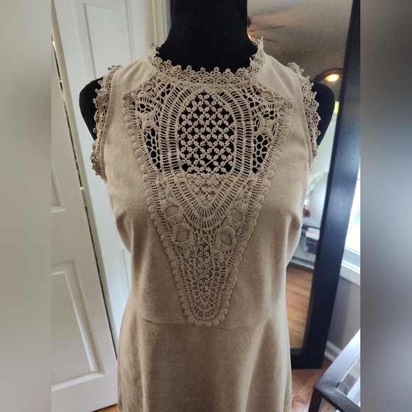 Altar'd State M Faux Suede & Crochet Detail Dress - Picture 2 of 4